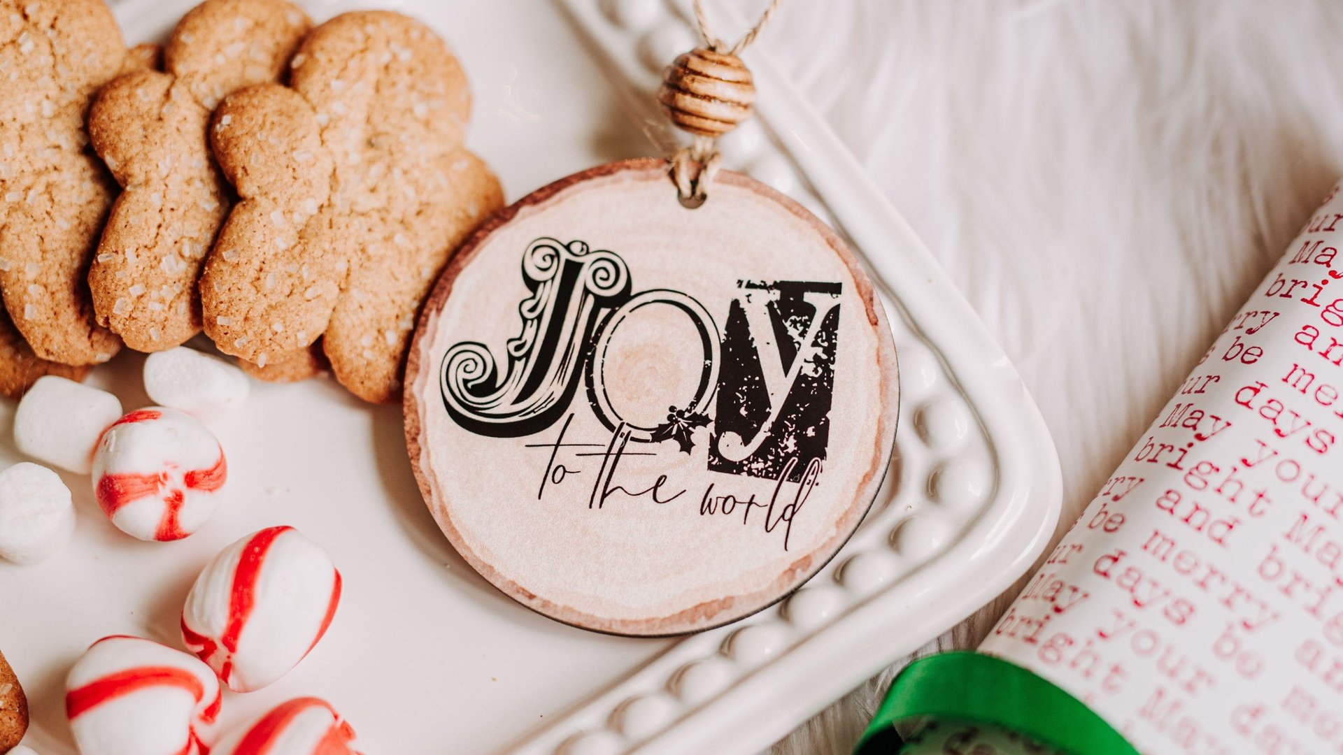 Joy to the world farmhouse Christmas ornament set