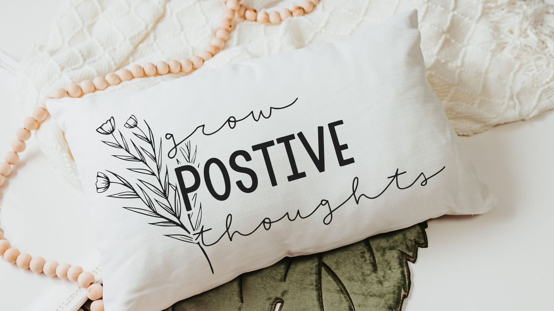 Grow positive thoughts throw pillow 