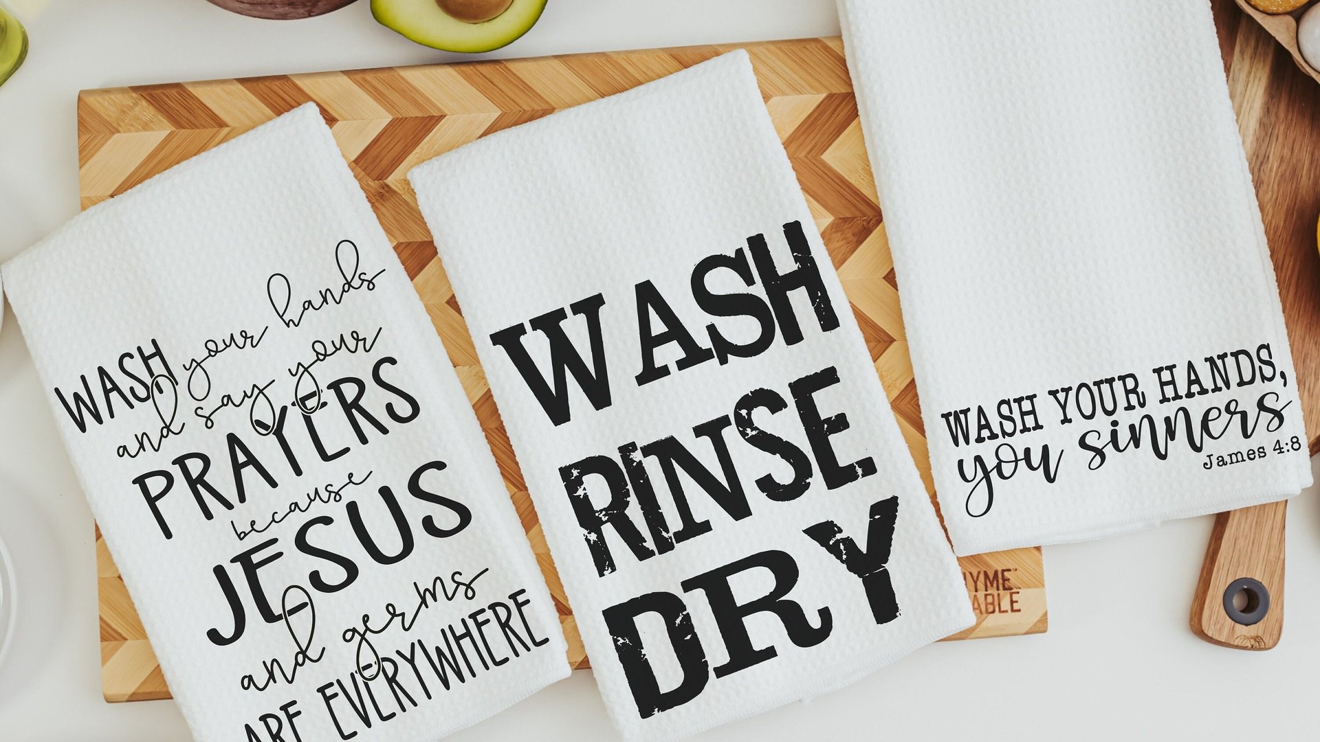 wash your hands and say your prayers funny kitchen towels, Jesus and germs are everywhere Christian gifts for Mom, Bible study gifts for