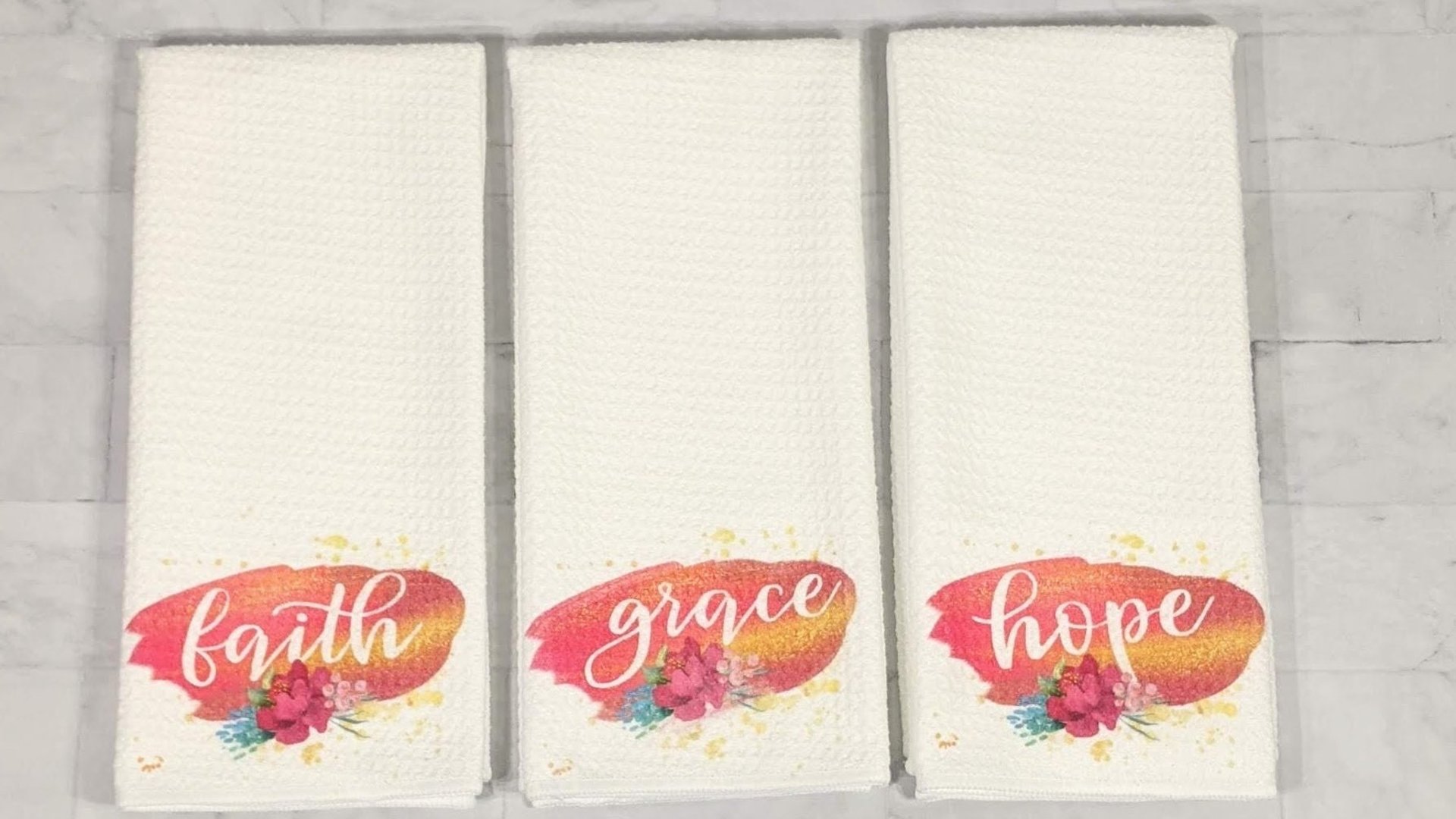Hope grace faith inspirational kitchen towels 