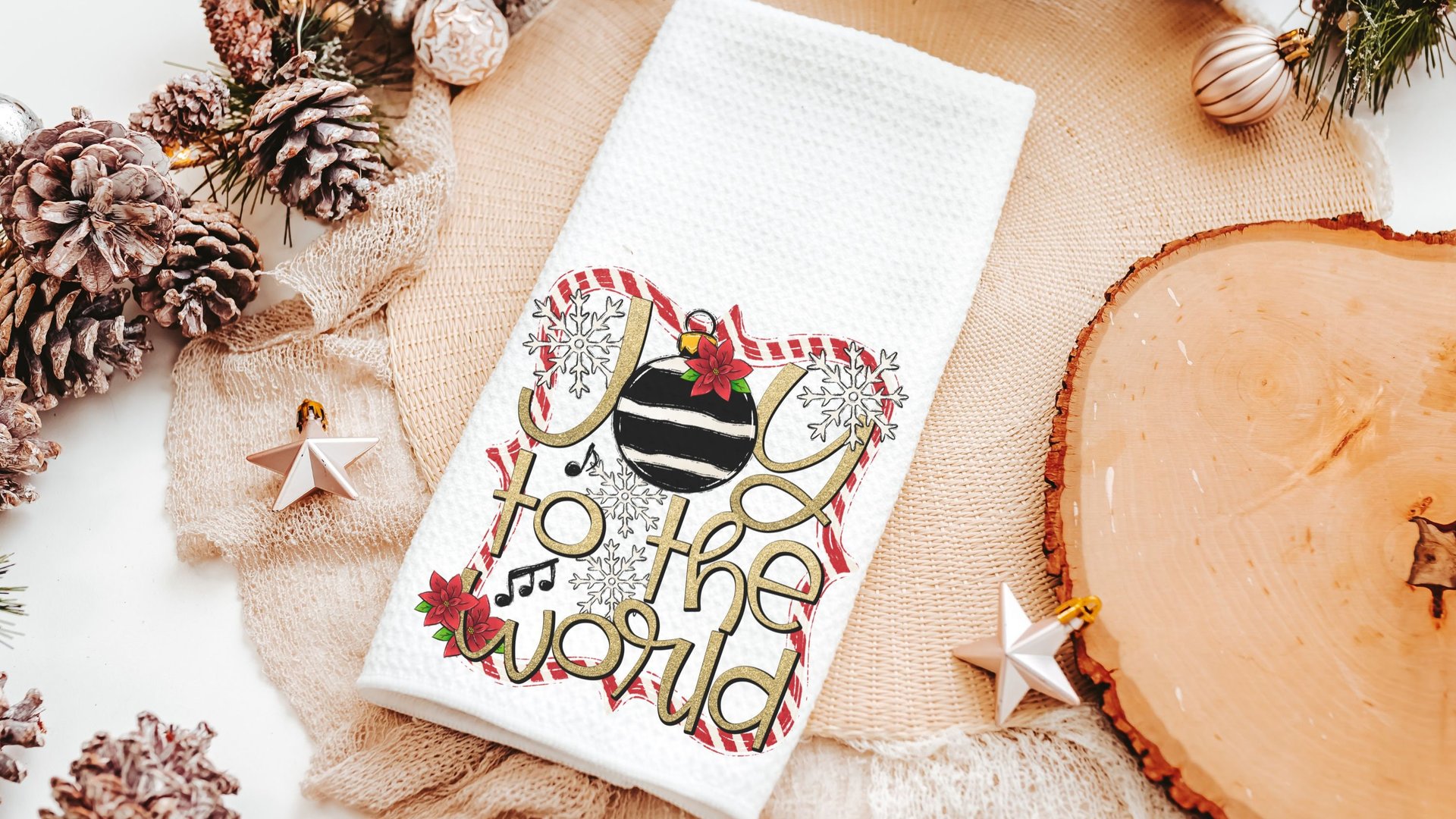 joy to the world Christmas kitchen towels, tis the season Christmas coffee bar decor, Christmas housewarming gift, Christmas hostess gift