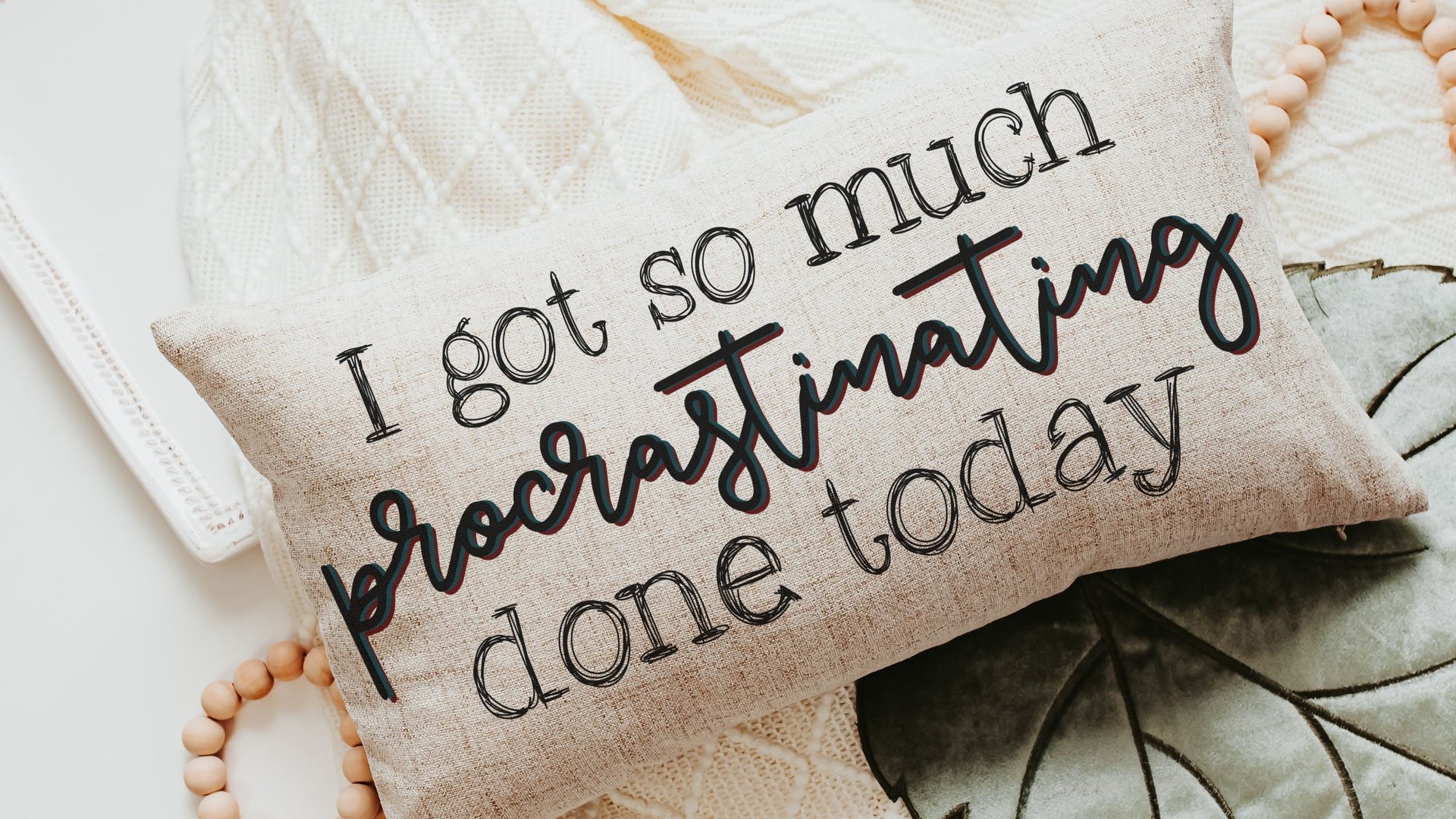 procrastination lumbar pillow for chair, funny graduation gift for college students, goodbye gift for co workers, throw pillow for couch