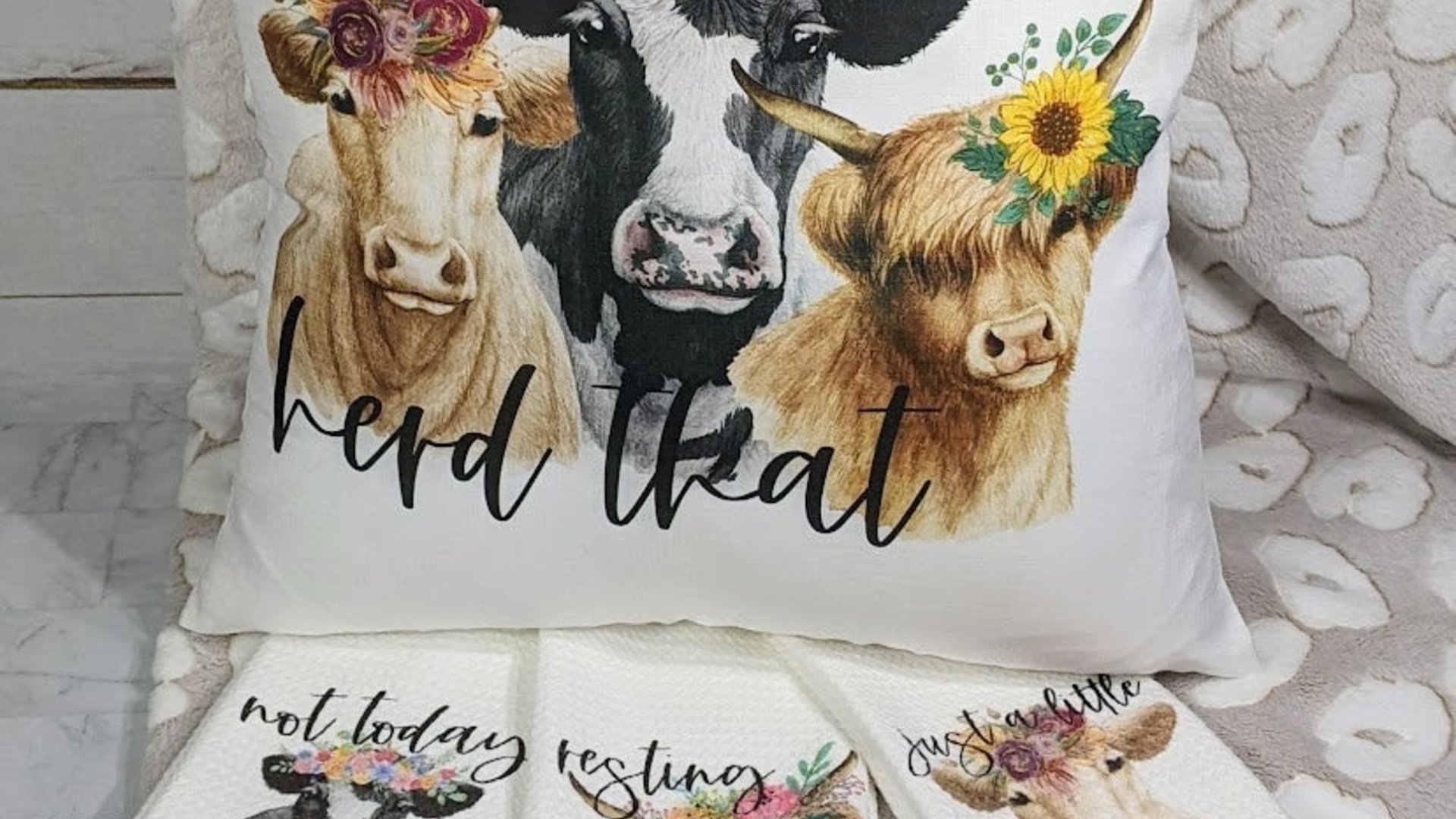 just a little moody farmhouse cow kitchen towels, not today heifer cow gifts for cow lovers, funny best friend gifts for her, farm gifts for