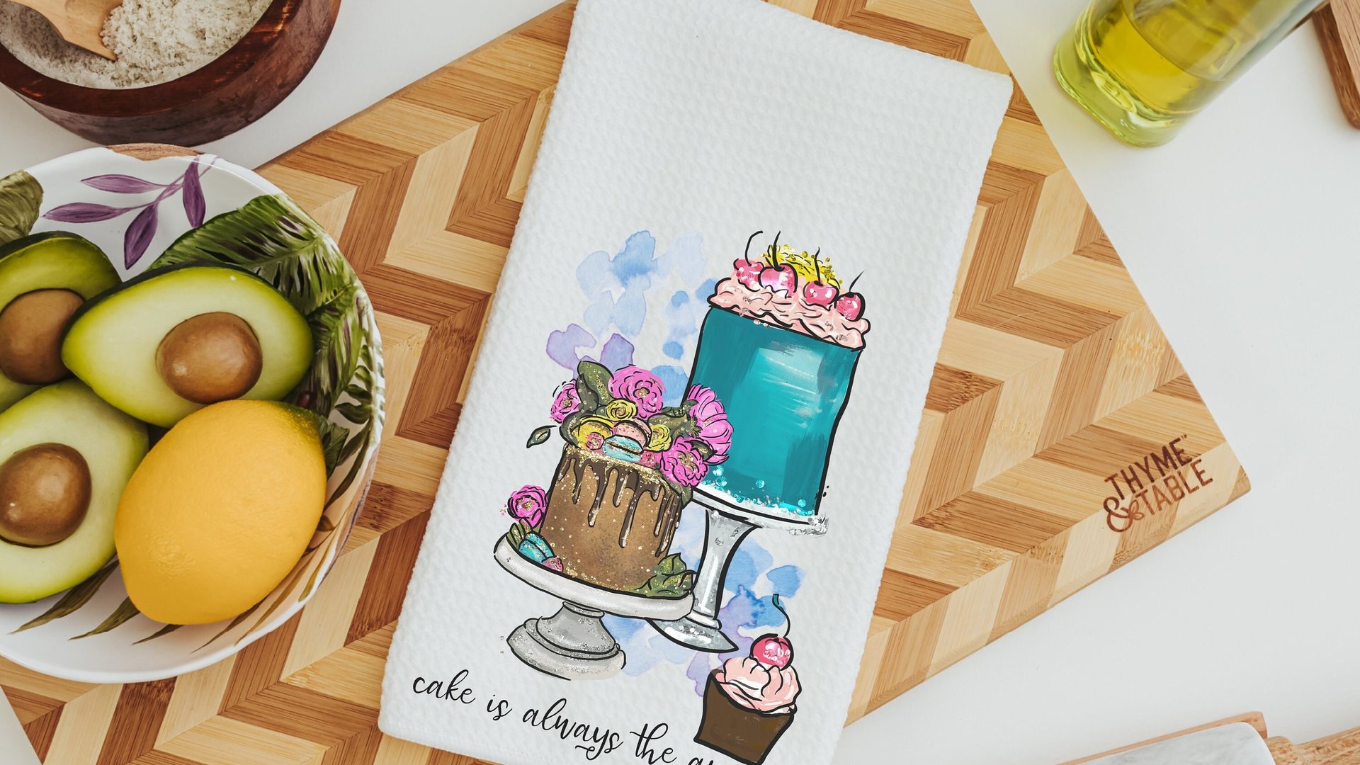 hole food donut kitchen decor, baking gifts for her, eat the cake kitchen towels, baker gifts for women, baking bridal shower kitchen gifts