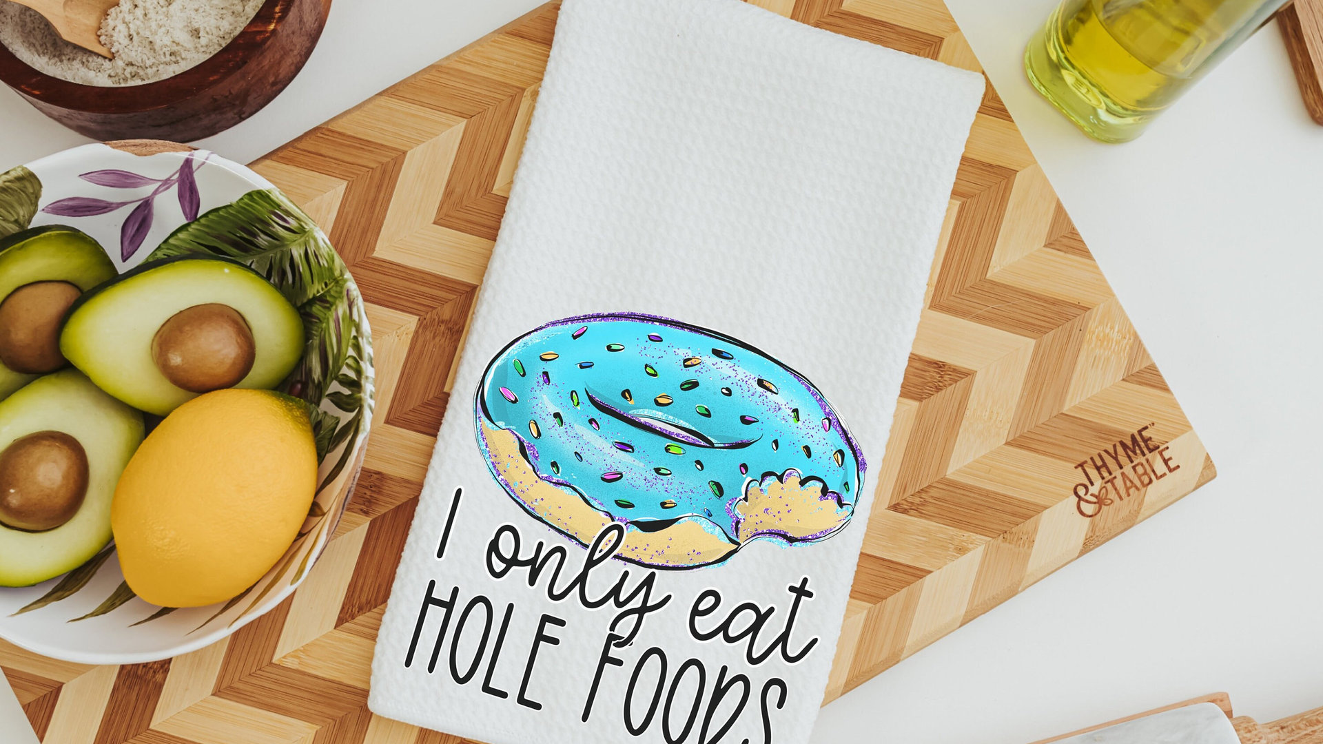 hole food donut kitchen decor, baking gifts for her, eat the cake kitchen towels, baker gifts for women, baking bridal shower kitchen gifts