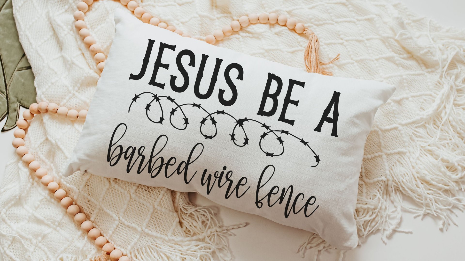 Jesus be a fence religious throw pillow cover 12x20, Christian Christmas gifts for women, faith pillow for bed, Christian decor for home