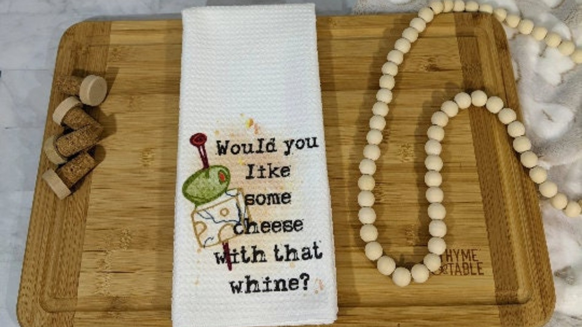 funny wine kitchen towel, home bar accessories, mother in law gift for mothers day gift from daughter, wine gifts for women, wine and cheese