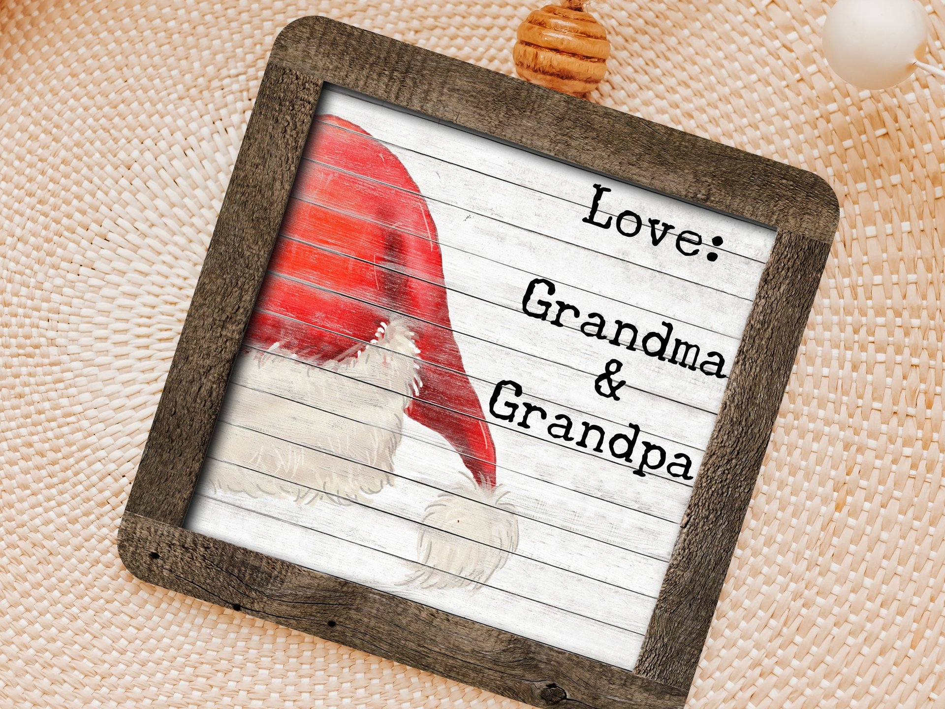 personalized Santa hat Christmas ornament handmade, farmhouse Christmas stocking tags wood, Christmas gifts for family name ornament 2025