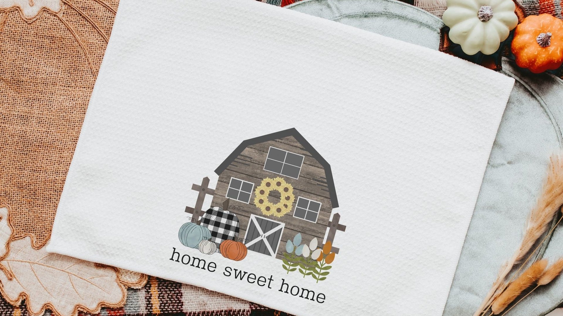 home sweet home pillow for country home, farm throw pillow for couch, Thanksgiving hostess gift for women, buffalo plaid pumpkin decor, barn