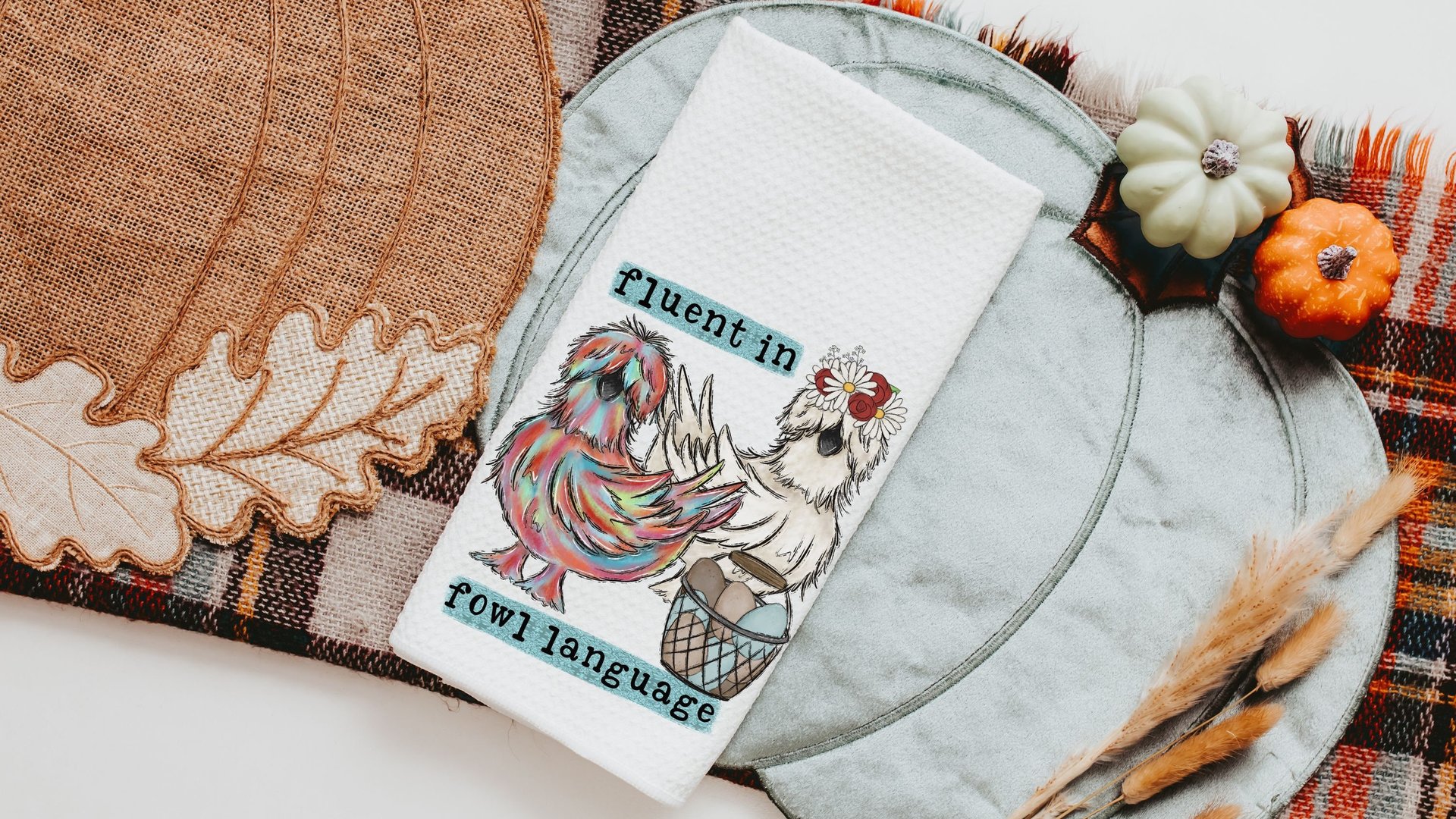 fluent in fowl language chicken kitchen towel, Mothers day gifts for mom, udderly awesome cow kitchen decor, birthday gifts for best friend
