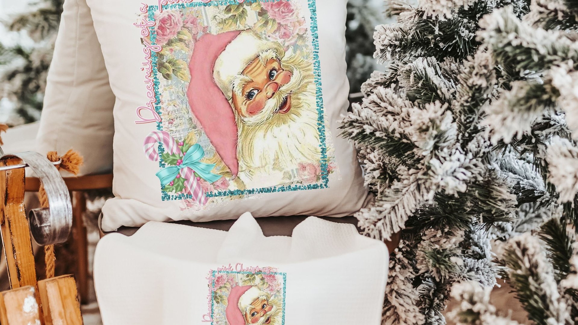 Dreaming of a pink Christmas towels