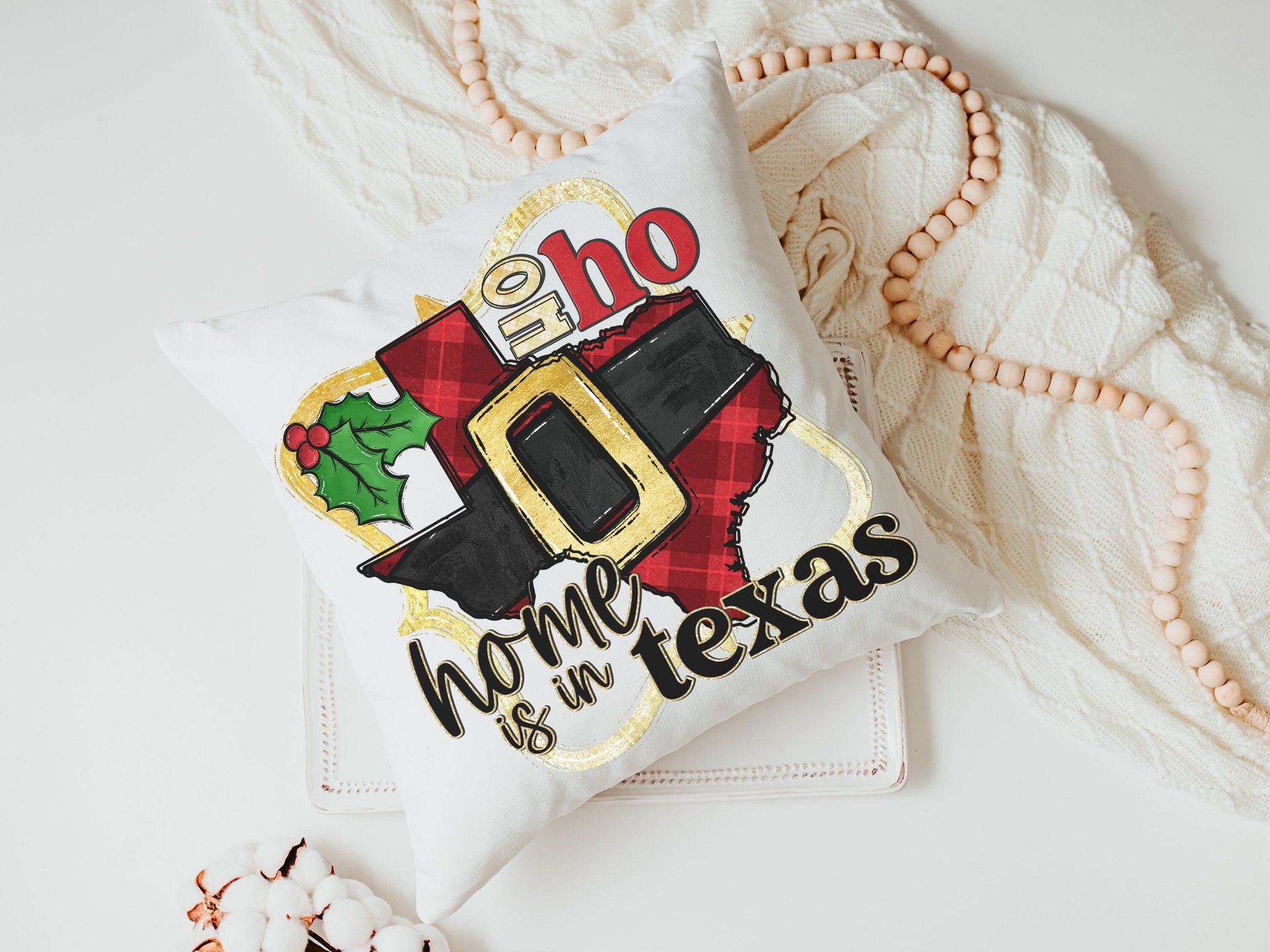 ho ho ho Iowa Christmas throw pillows for sofa, Des Moines Iowa gifts, state Christmas gifts for neighbors, Christmas housewarming gift for