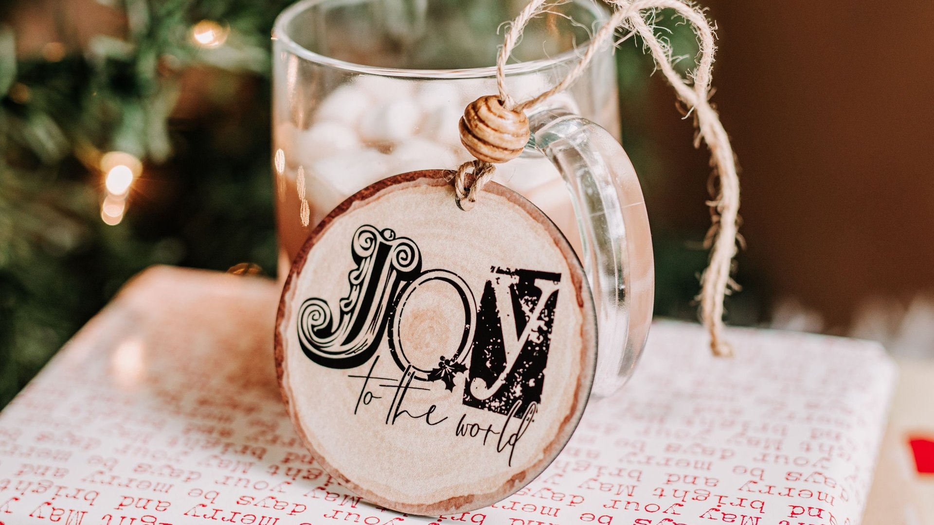 Joy to the world farmhouse Christmas ornament set