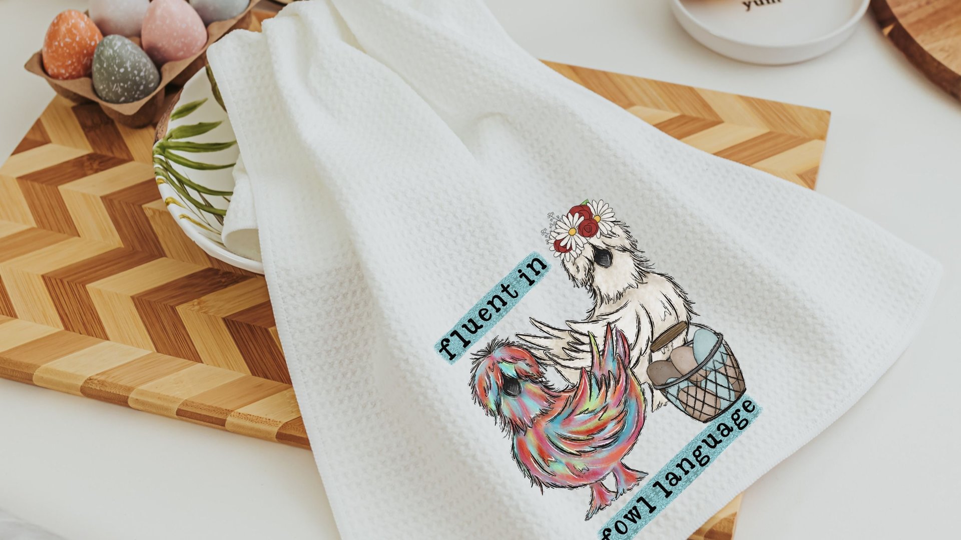 fluent in fowl language chicken kitchen towel, Mothers day gifts for mom, udderly awesome cow kitchen decor, birthday gifts for best friend