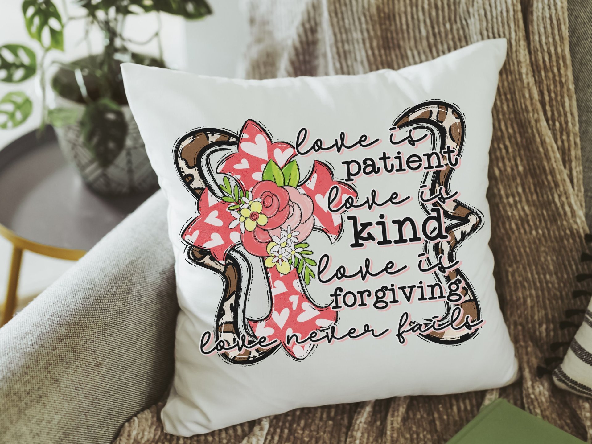 love is patient love is kind Bible verse throw pillows for bed, 1 Corinthians 13 scripture kitchen gifts for couple, Christian hand towels