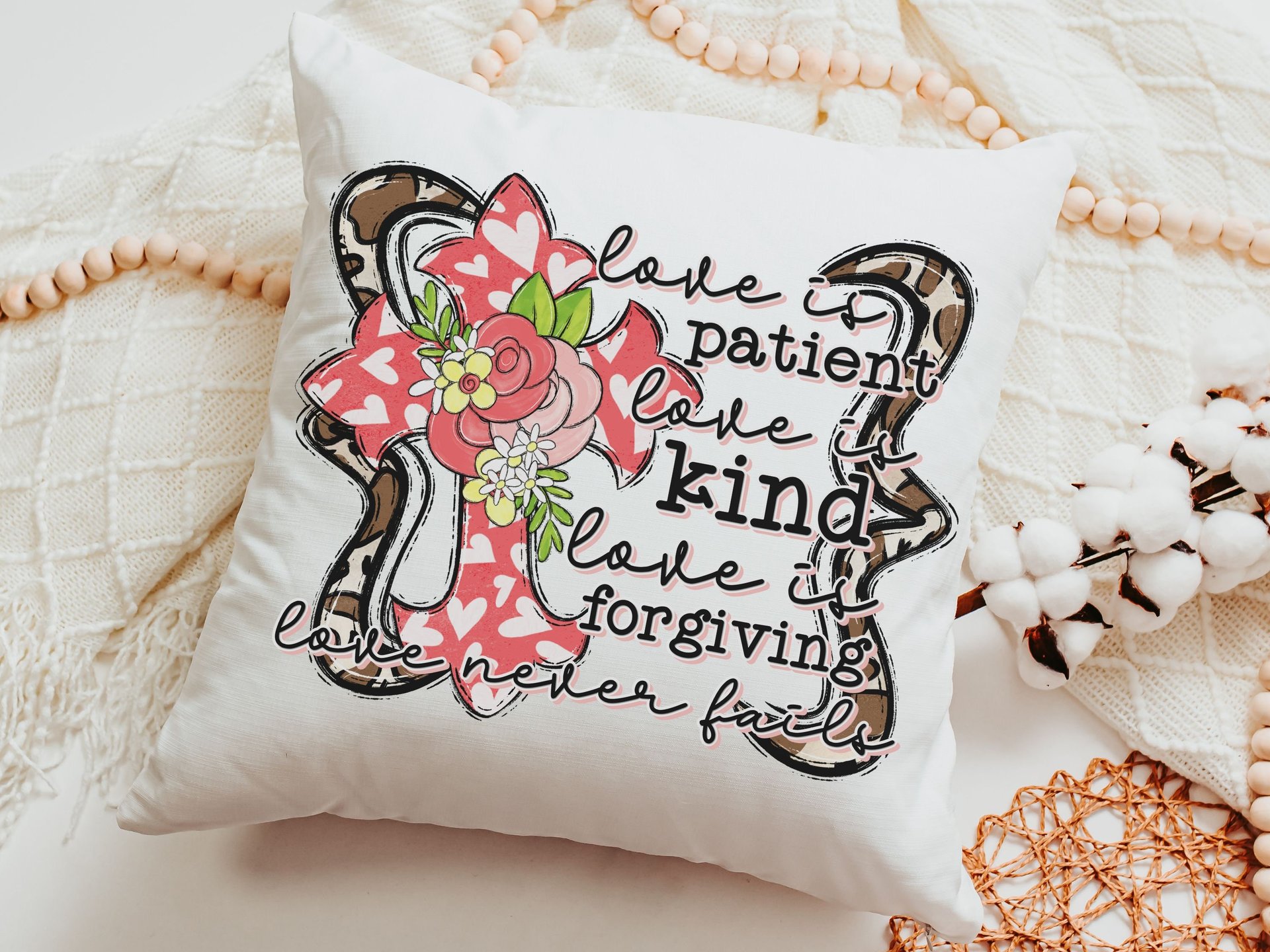 love is patient love is kind Bible verse throw pillows for bed, 1 Corinthians 13 scripture kitchen gifts for couple, Christian hand towels