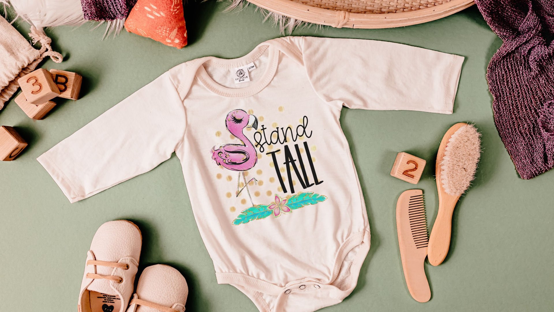 Stand tall flamingo baby bodysuit, inspirational baby gifts, flamingo baby clothes, newborn girl coming home outfit, cake smash romper, best