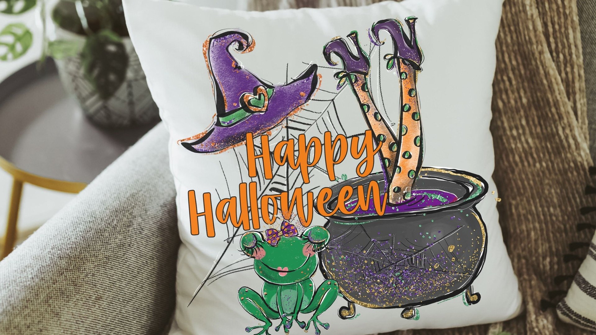 Happy Halloween throw pillows 