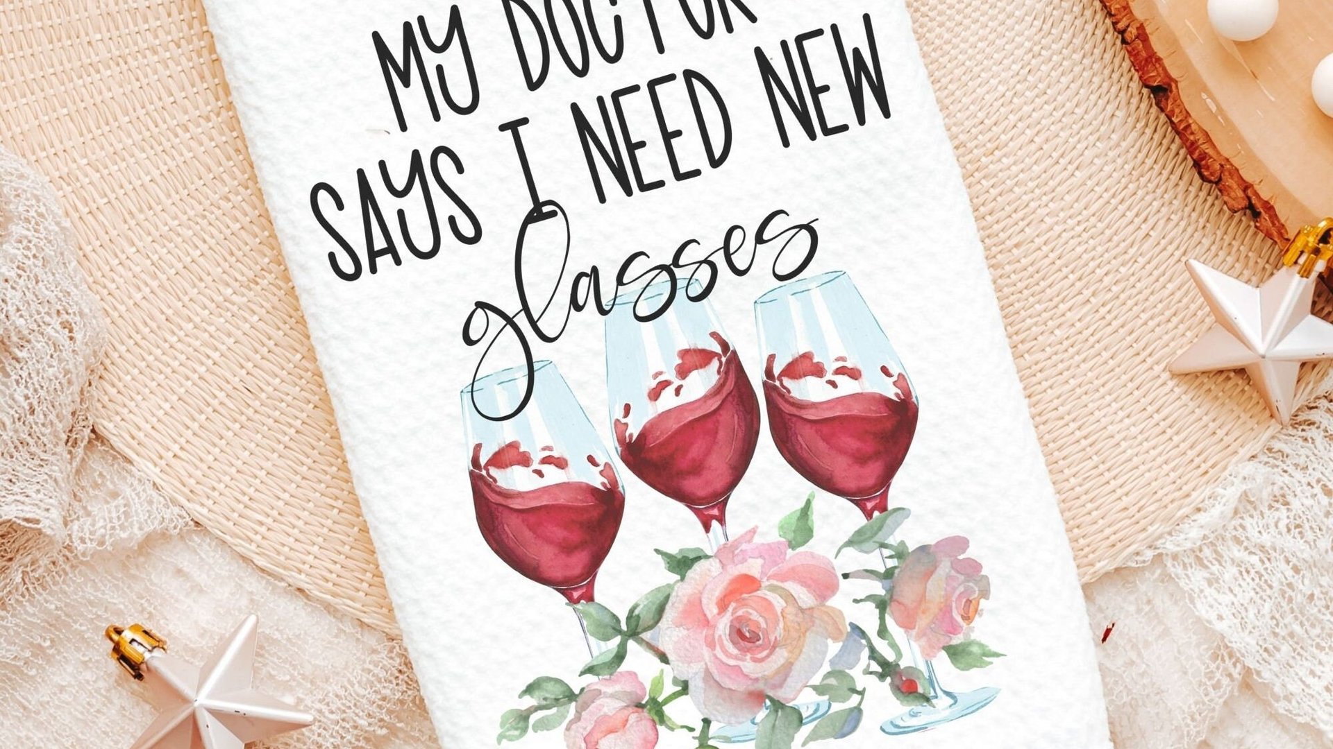 i'm outdoorsy i drink wine on the patio wine kitchen towel funny kitchen sayings dish towels, wine gifts for women, wine Christmas gifts for