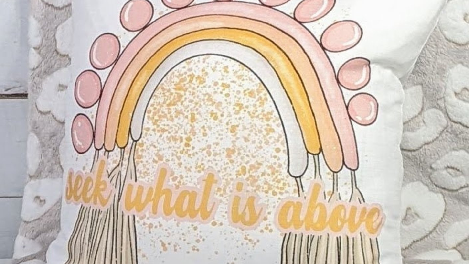 seek what is above faith kitchen towels for gifts, Colossians 3:1 Christian kitchen gifts for women, boho rainbow hand towels for guest bath