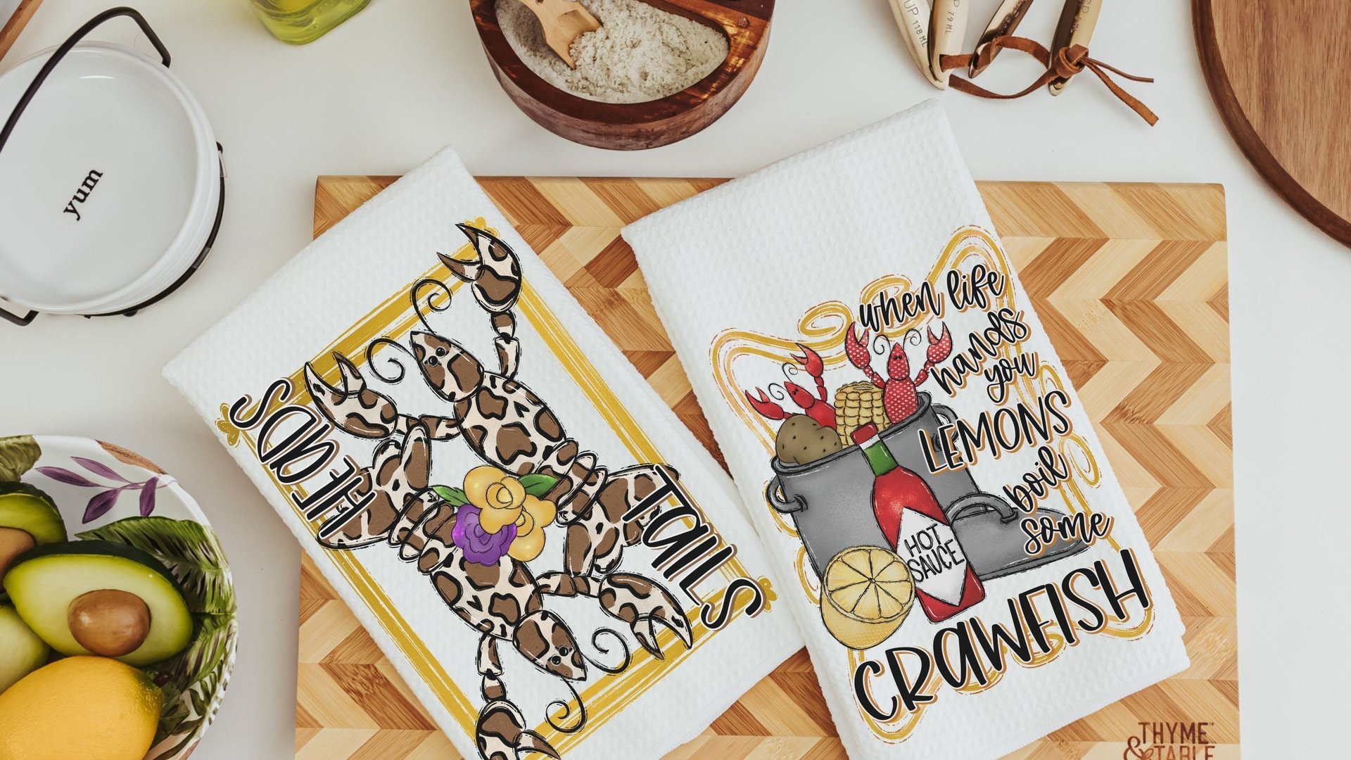 when life gives you lemons boil crawfish kitchen towels, Creole cooking crawfish boil Cajun kitchen decor, pinch the tail Louisiana gifts