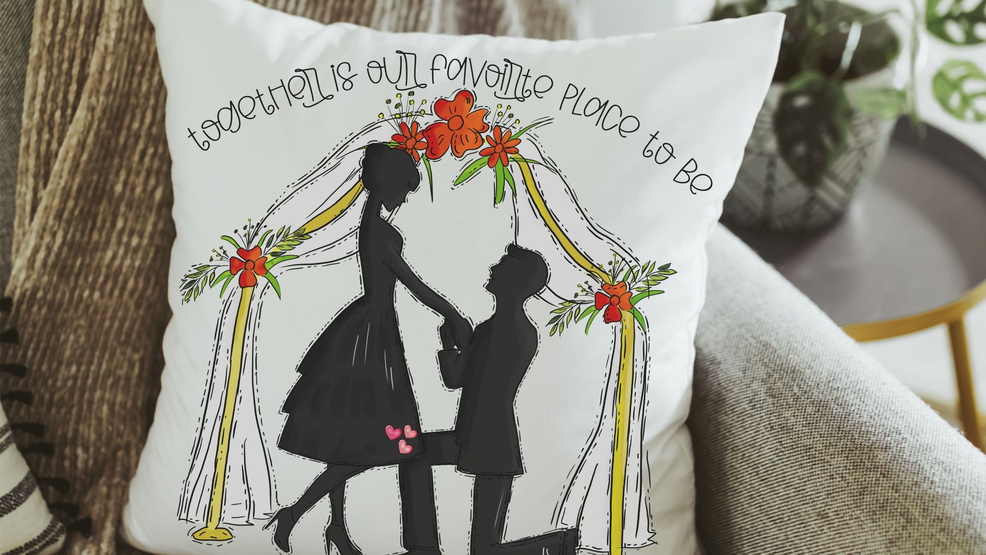 together is our favorite place to be wedding throw pillow for bed, unique engagement gifts for couple, fiance gift for her, future wife gift