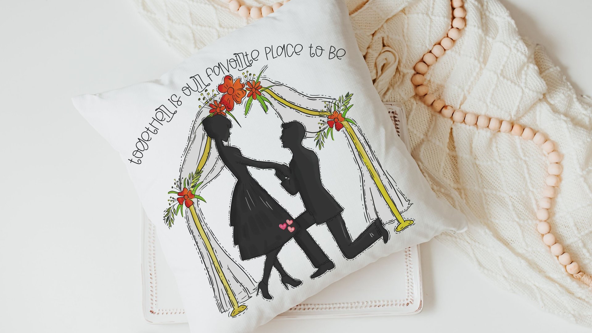 together is our favorite place to be wedding throw pillow for bed, unique engagement gifts for couple, fiance gift for her, future wife gift