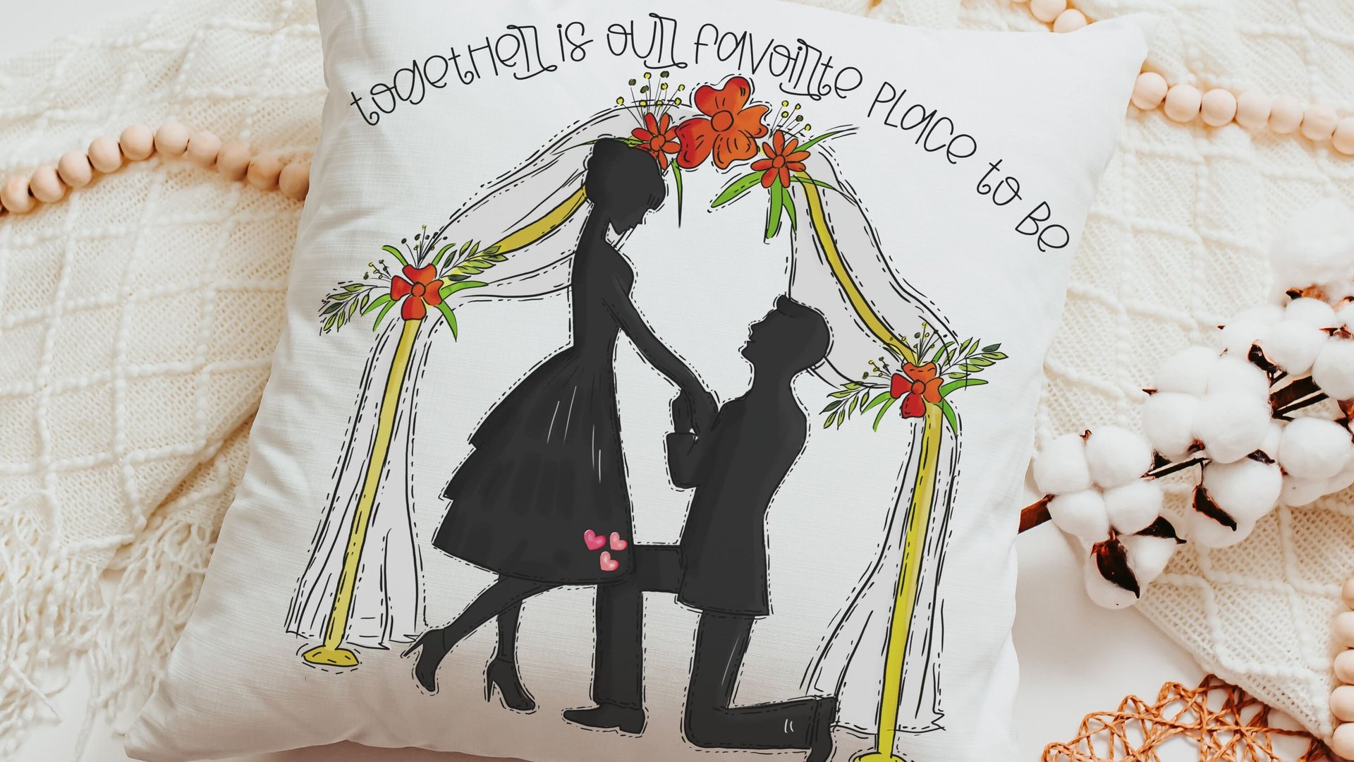 together is our favorite place to be wedding throw pillow for bed, unique engagement gifts for couple, fiance gift for her, future wife gift