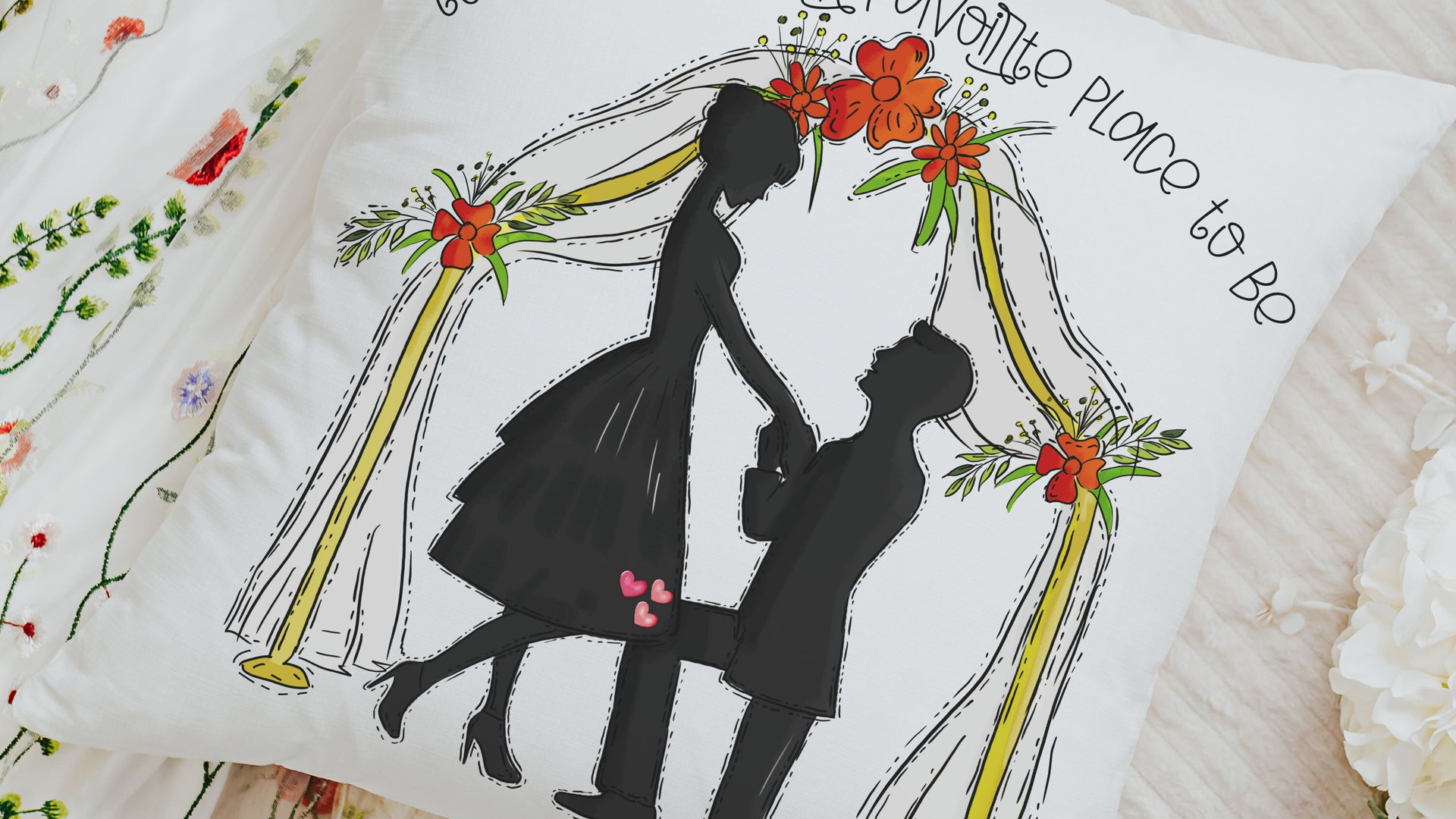 together is our favorite place to be wedding throw pillow for bed, unique engagement gifts for couple, fiance gift for her, future wife gift