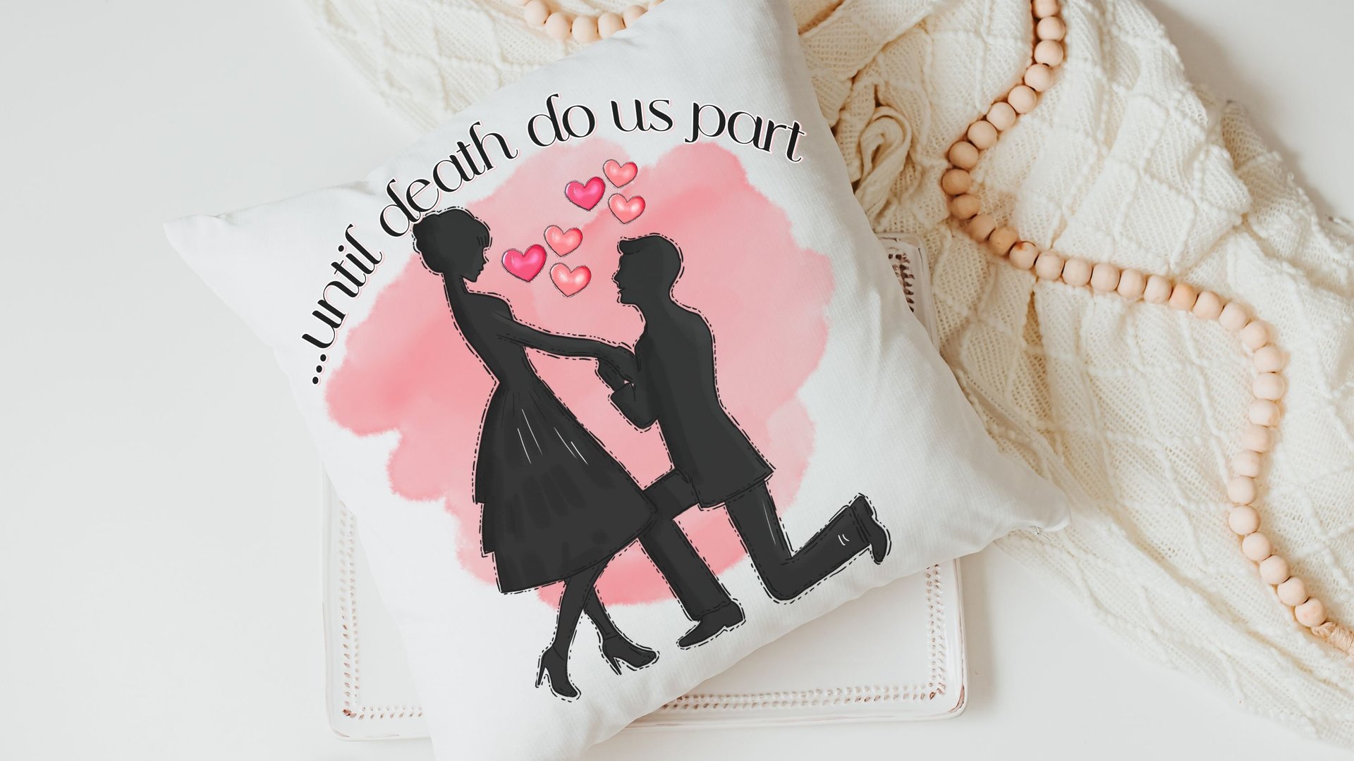until death do us part wedding throw pillow for bed, unique engagement gifts for couple, bride and groom gifts, romantic throw pillows cover