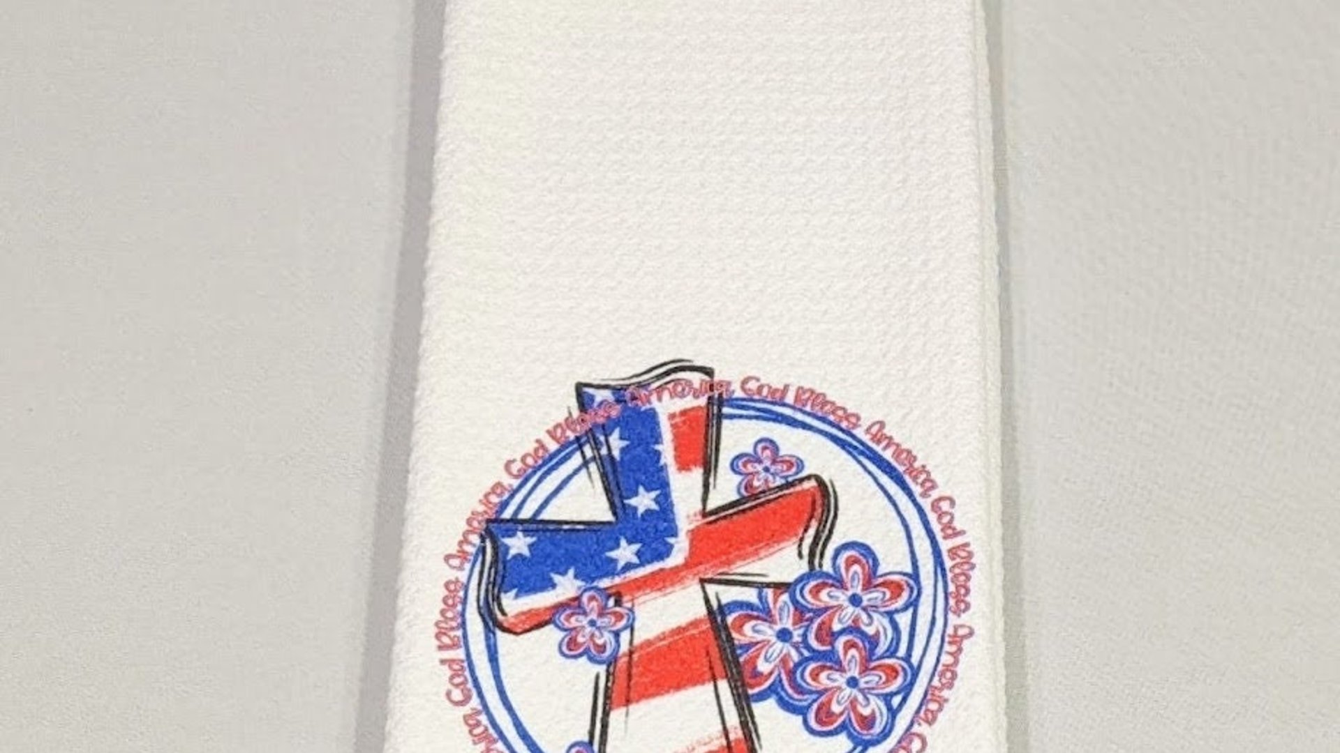 God bless America patriotic kitchen towels, 4th of July hostess gift for women, red white and blue Christian kitchen decor, military mom