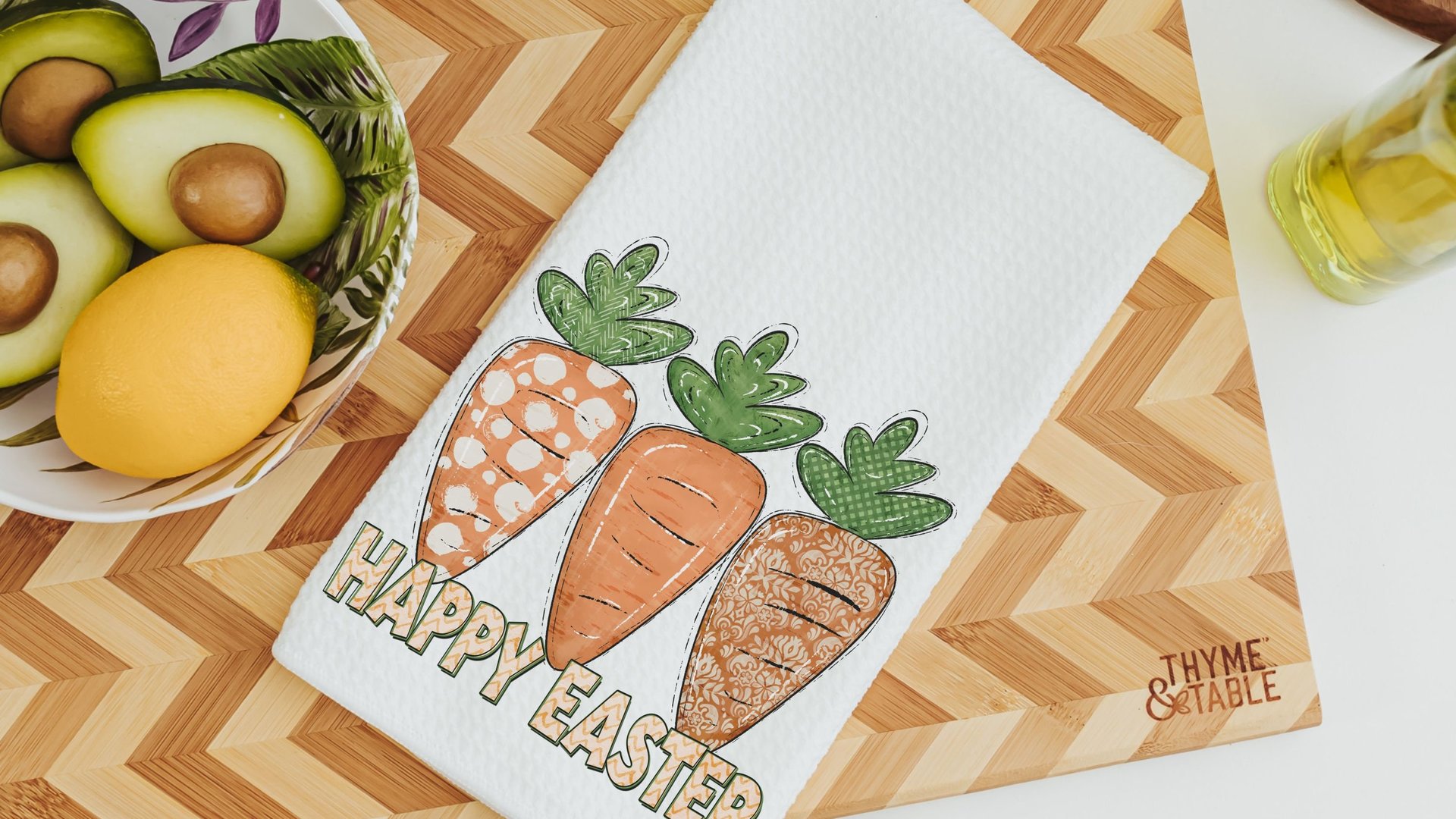 happy Easter kitchen towels for Mom, cute carrot farmhouse Easter decor, Easter basket stuffers for adults, Easter gifts for women, spring
