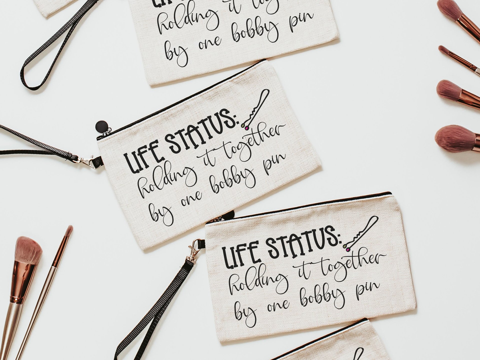 life status makeup bag