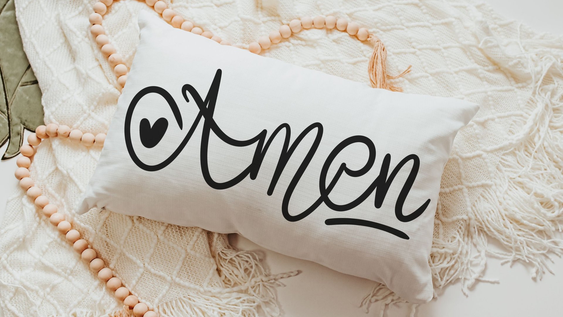 amen pillow for chair, minimalist Christian lumbar pillow cover 12x20, Christian gifts for women sisters in Christ, faith decor, godmother