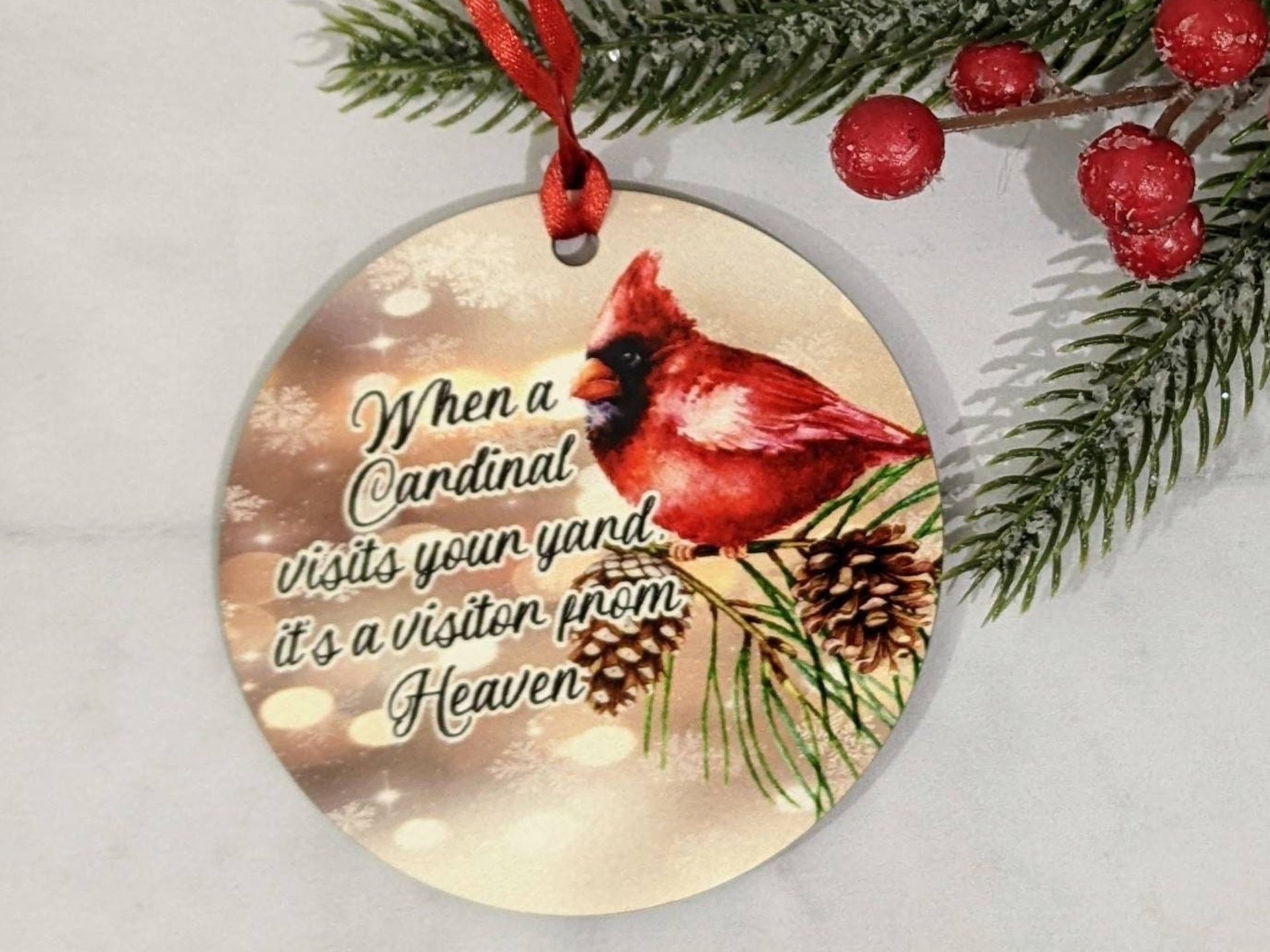 personalized when a cardinal appears memorial ornament for loss of mother, in loving memory bereavement gifts for grandpa, grief gift for