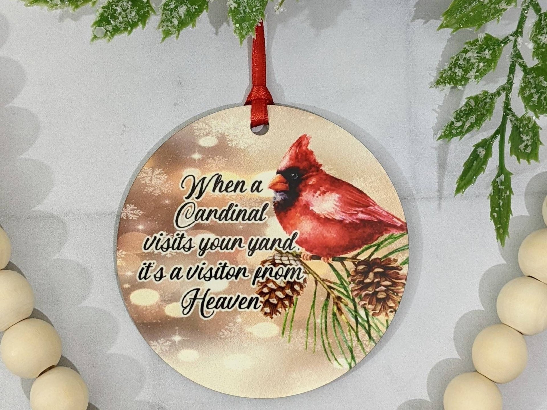 personalized when a cardinal appears memorial ornament for loss of mother, in loving memory bereavement gifts for grandpa, grief gift for