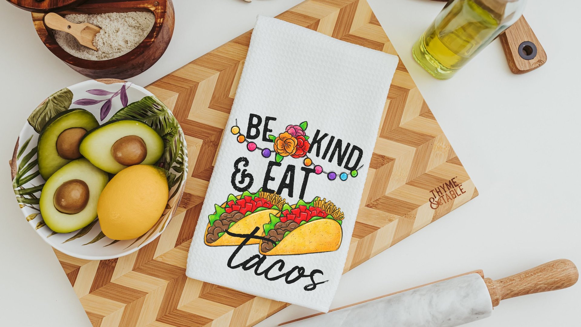sassy kitchen towels for family, chips and salsa fiesta decor, taco gifts, funny hand towels for kitchen, no drama llama gifts for women