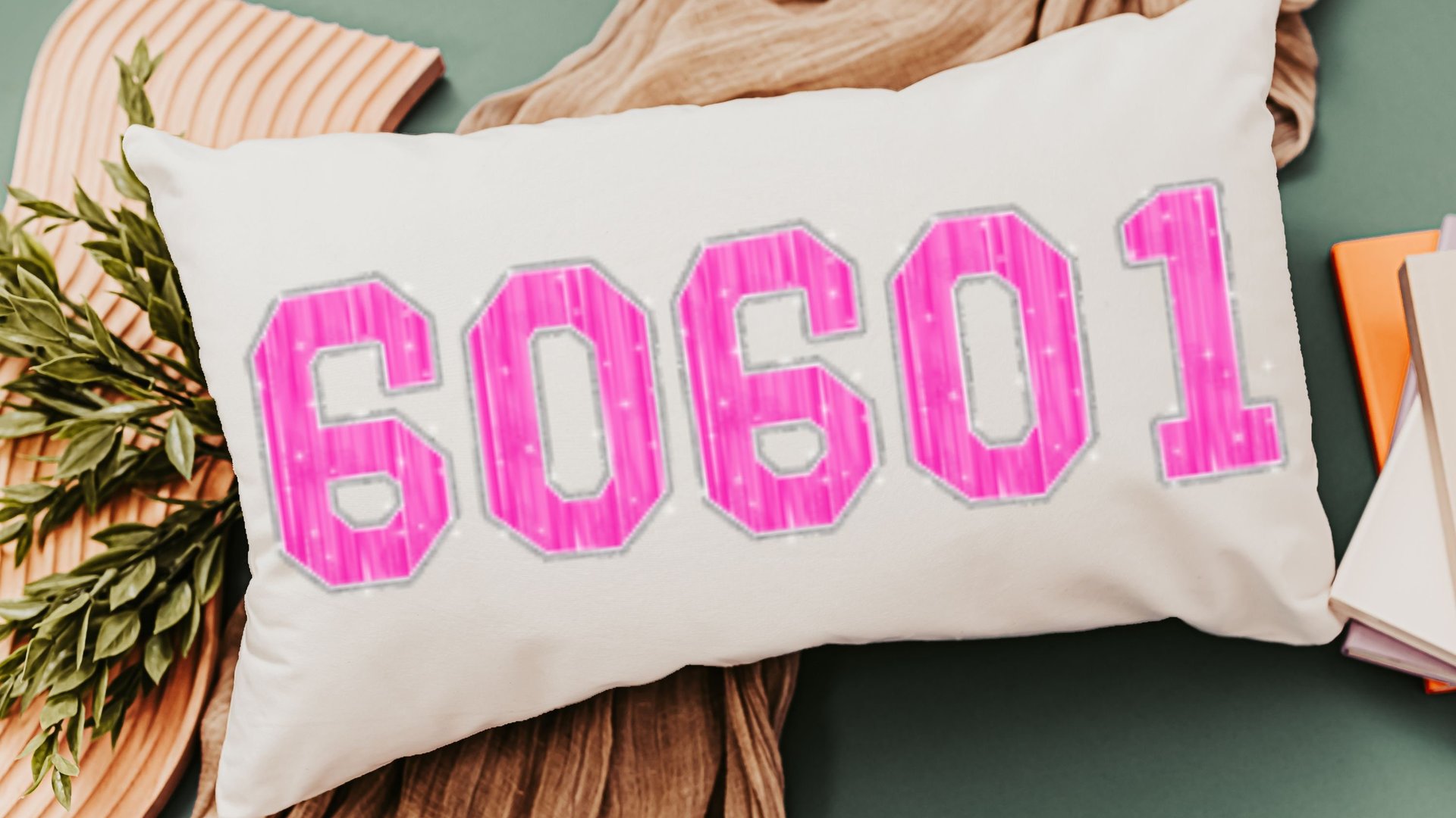 personalized zip code pillow cover 12 by 20, high school graduation gifts for girls, faux sparkle hot pink lumbar pillow for bed, moving