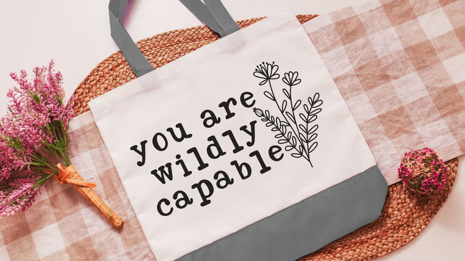 you are wildly capable inspirational tote bag for books, positive gifts for women, teacher appreciation gifts that are popular, reusable
