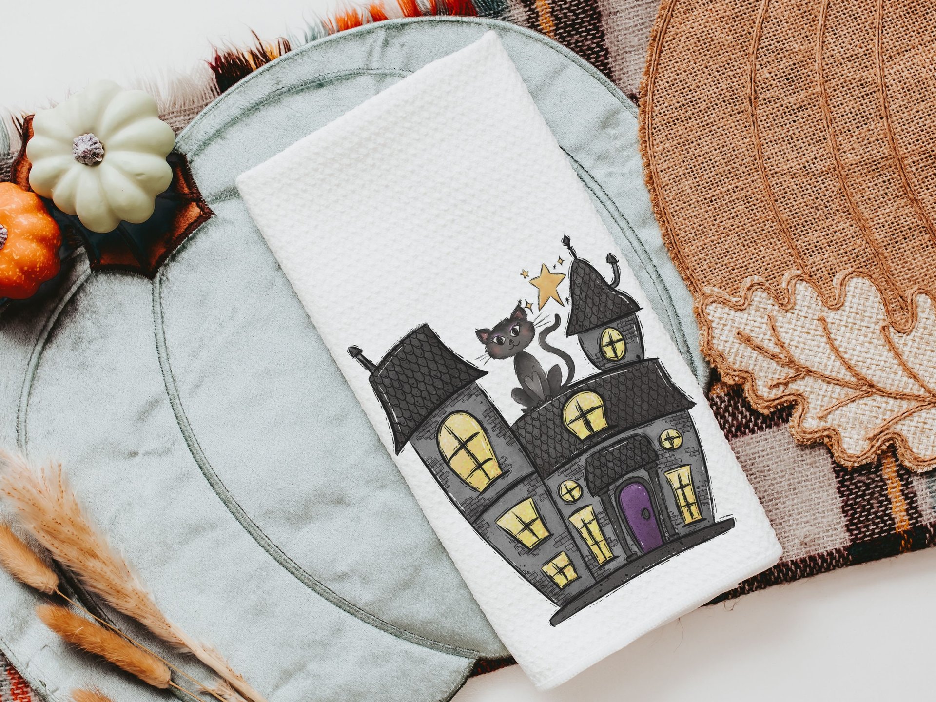 haunted house kitchen towels