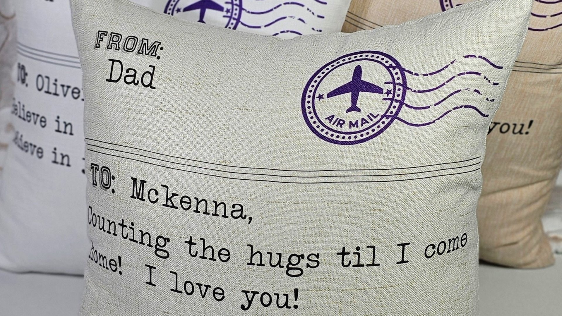 personalized hugged this pillow throw pillows for children, deployed mom deployed dad deployment gifts for kids, military child gift, long