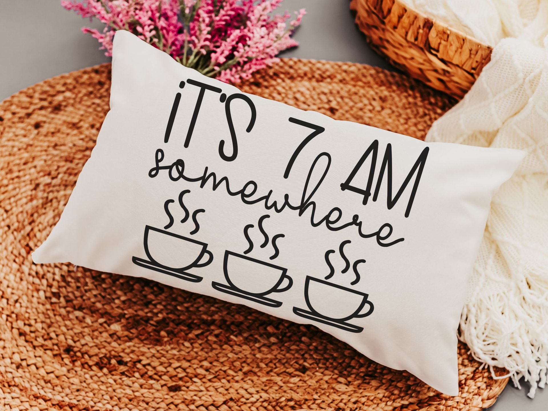 coffee addict lumbar pillow cover 12x20, not a morning person funny throw pillows for couch, coffee lover gift for her, breakfast nook