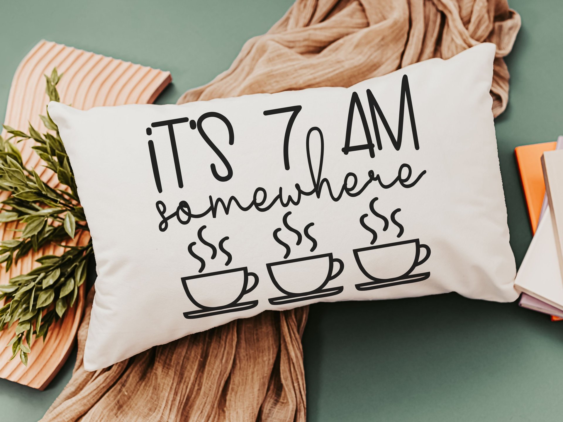 coffee addict lumbar pillow cover 12x20, not a morning person funny throw pillows for couch, coffee lover gift for her, breakfast nook