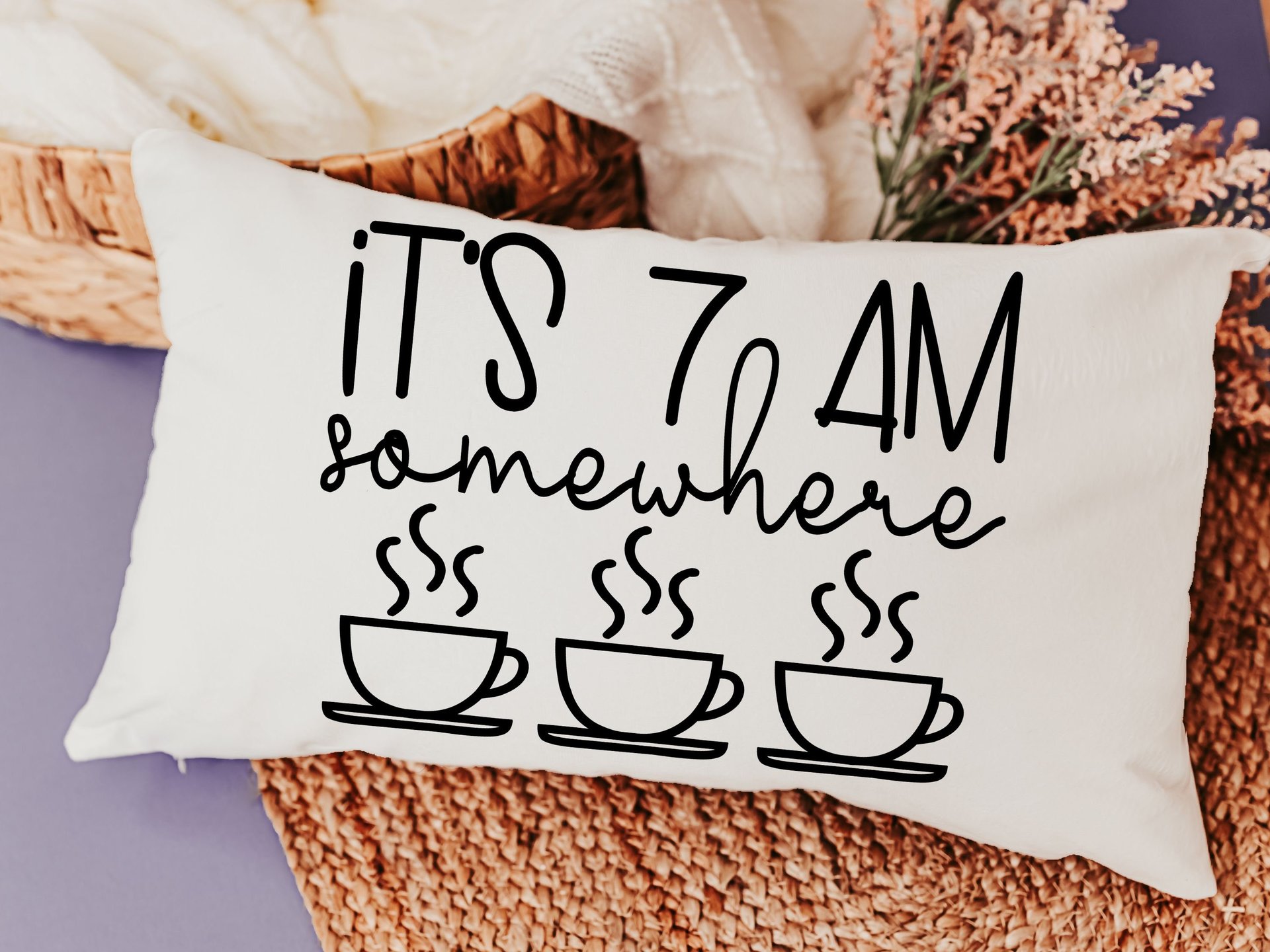 coffee addict lumbar pillow cover 12x20, not a morning person funny throw pillows for couch, coffee lover gift for her, breakfast nook