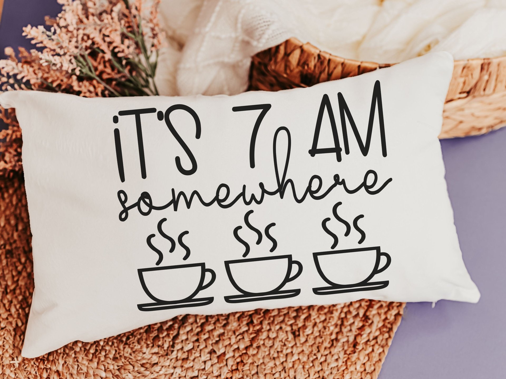 coffee addict lumbar pillow cover 12x20, not a morning person funny throw pillows for couch, coffee lover gift for her, breakfast nook