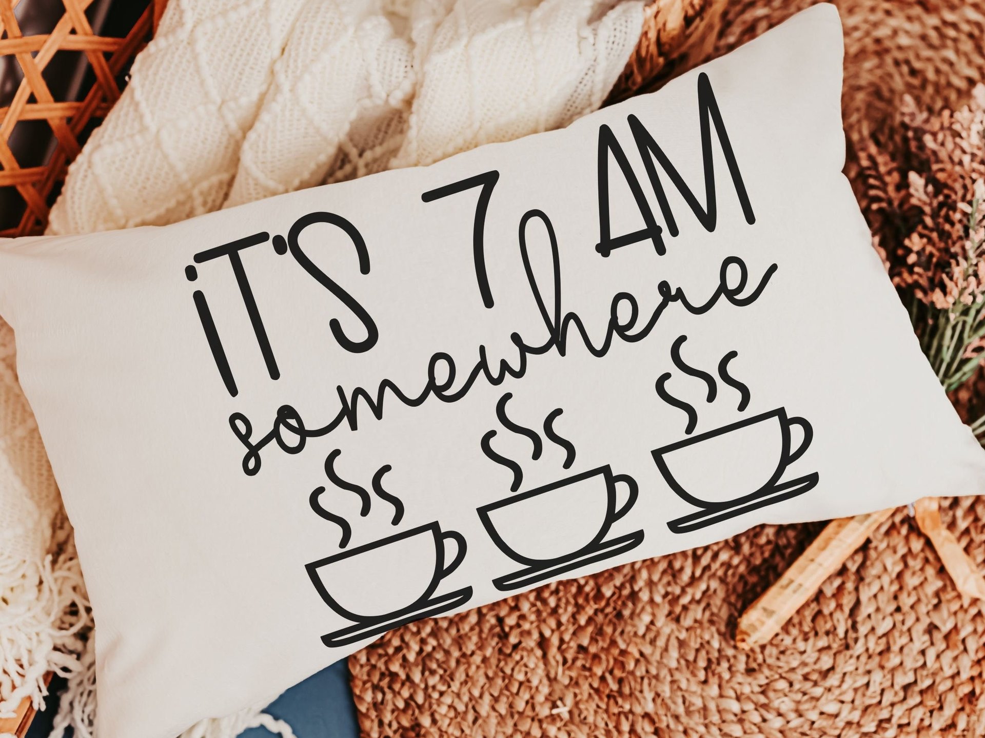 coffee addict lumbar pillow cover 12x20, not a morning person funny throw pillows for couch, coffee lover gift for her, breakfast nook