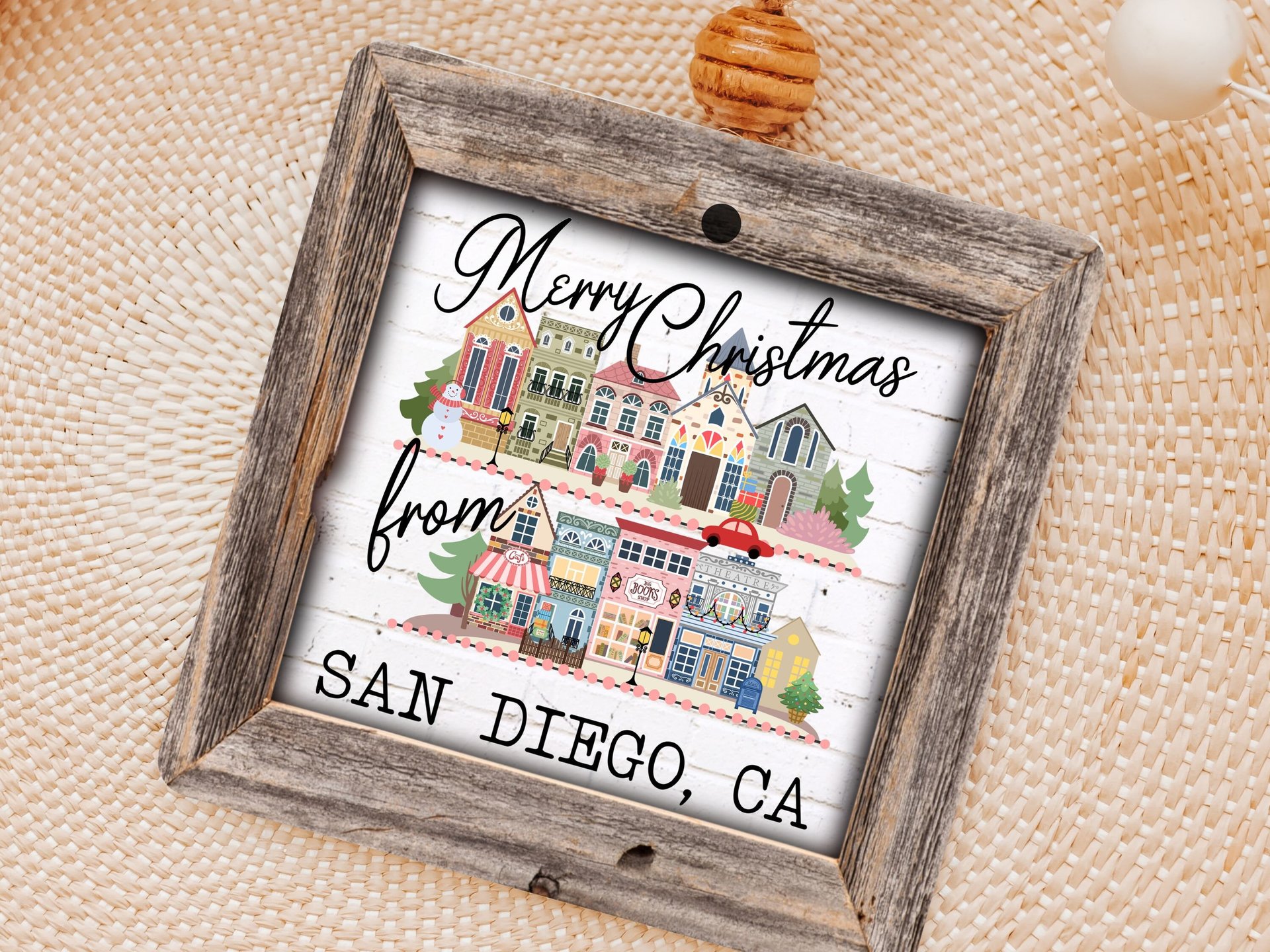 custom city state Christmas ornaments handmade, Merry Christmas from ornament wood, Christmas housewarming gift, real estate closing gifts
