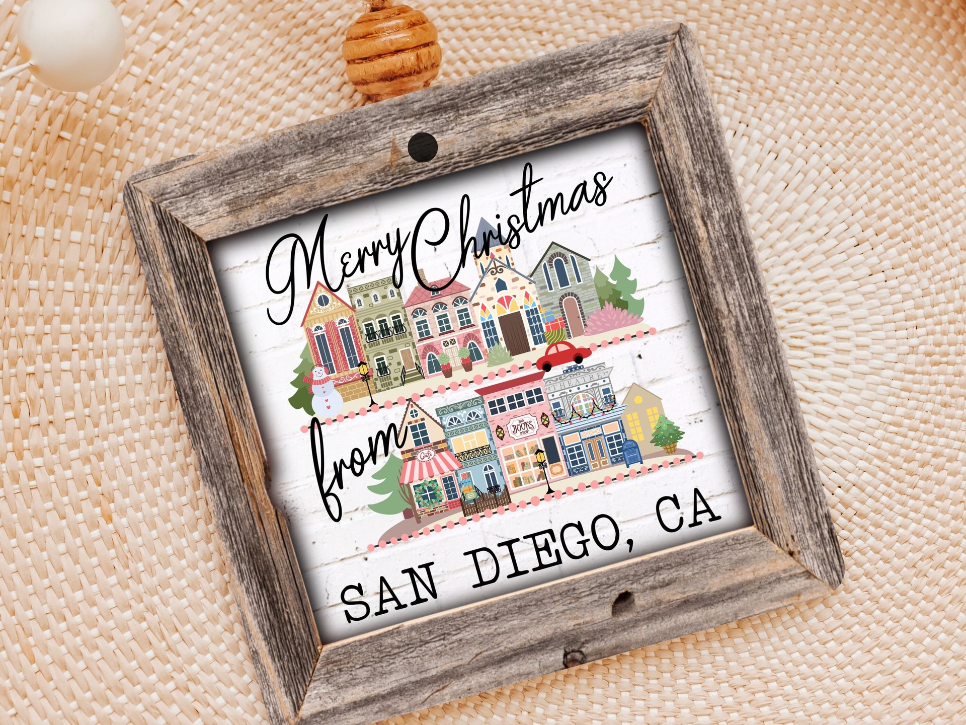 custom city state Christmas ornaments handmade, Merry Christmas from ornament wood, Christmas housewarming gift, real estate closing gifts