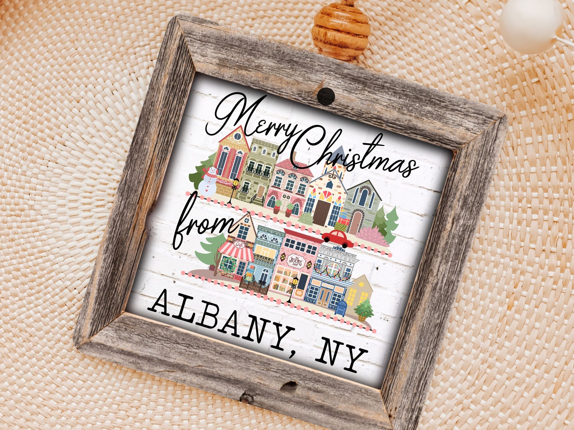 custom city state Christmas ornaments handmade, Merry Christmas from ornament wood, Christmas housewarming gift, real estate closing gifts