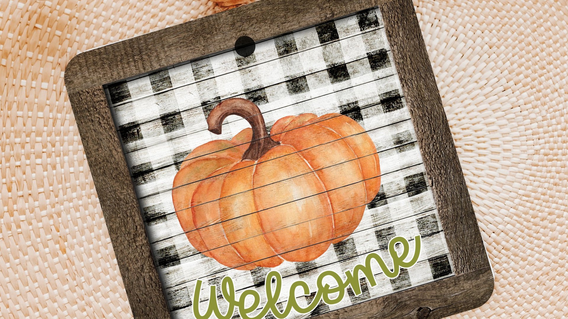 farmhouse pumpkin ornament welcome wreath attachments for fall style gift, Thanksgiving ornaments for tree, fall host gift, black and white